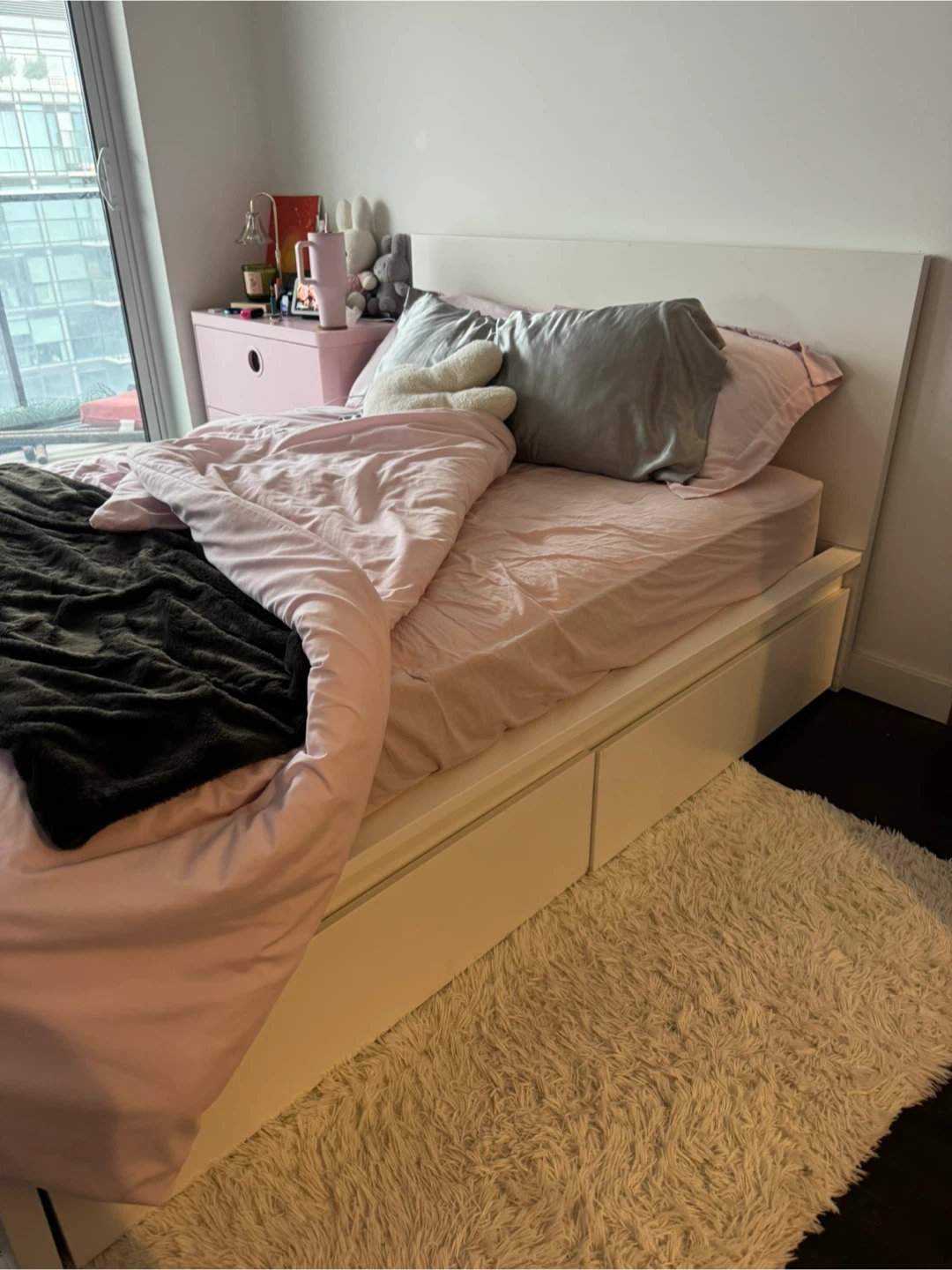 White Full/Double Bed Frame with Storage Drawers - photo 3