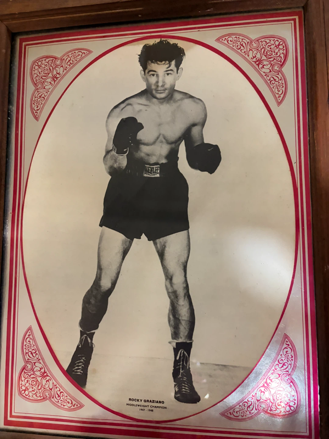 Framed Rocky Marciano & Rocky Graziano Boxing Photos