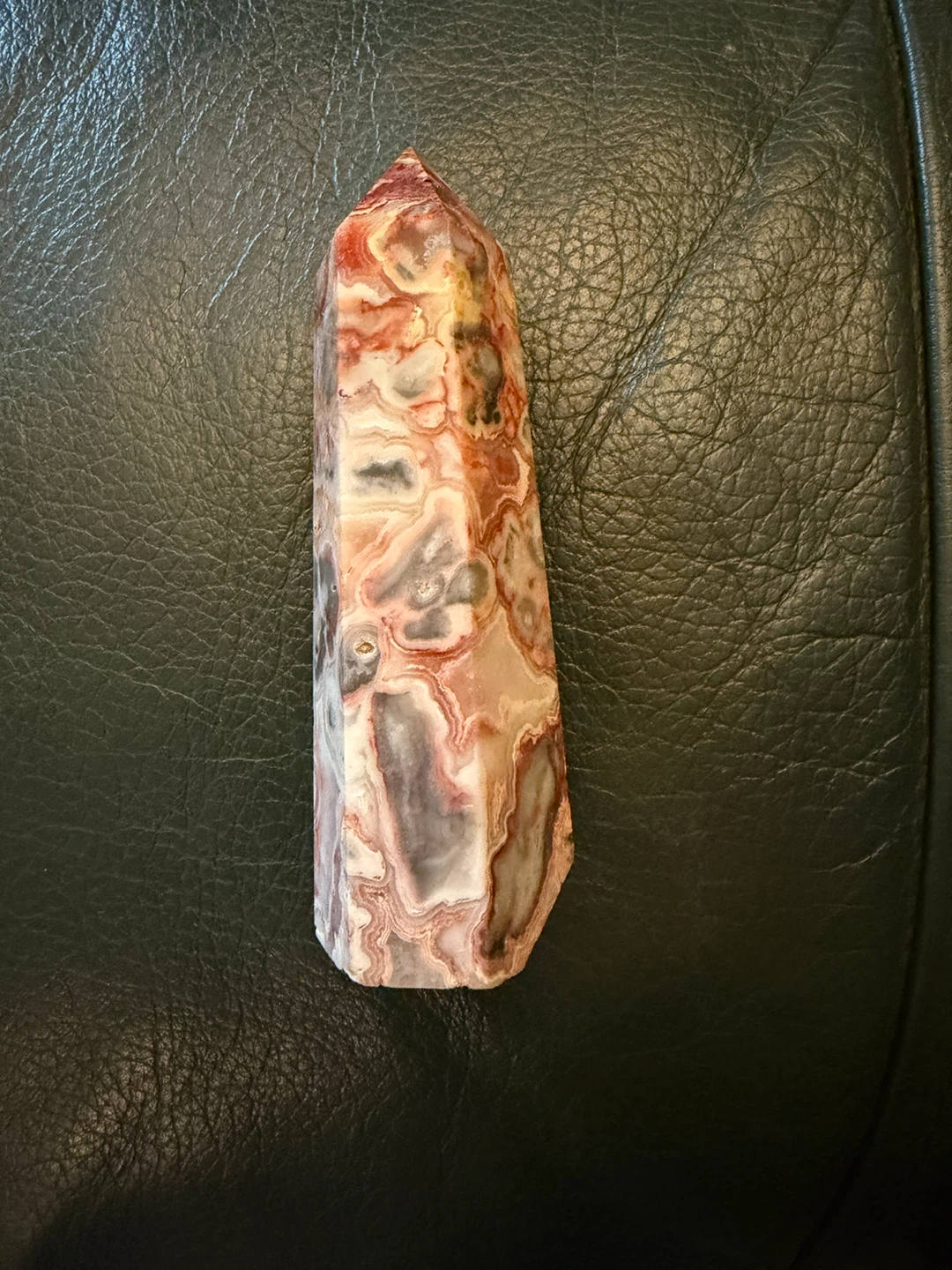 Polished Crazy Lace Agate Crystal Tower