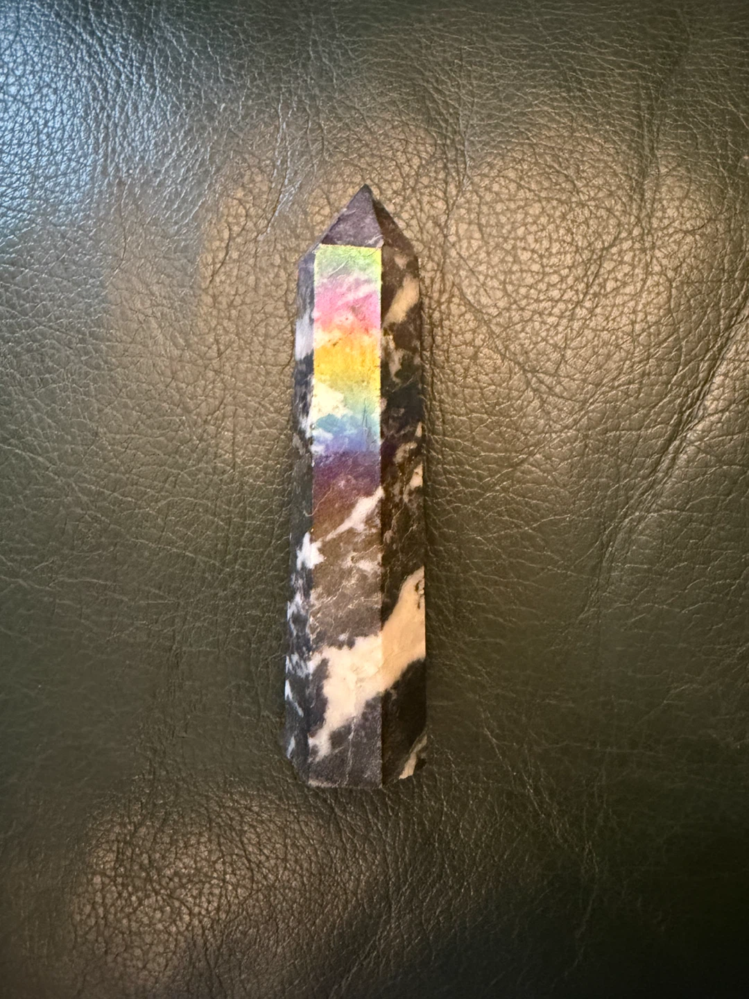 Zebra Jasper Crystal Point with Rainbow Sheen