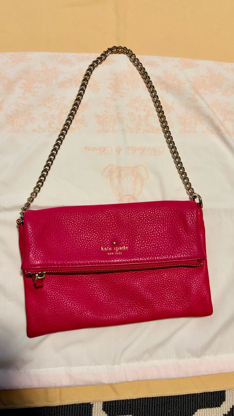Kate Spade Dark Pink Leather Pouch / Clutch