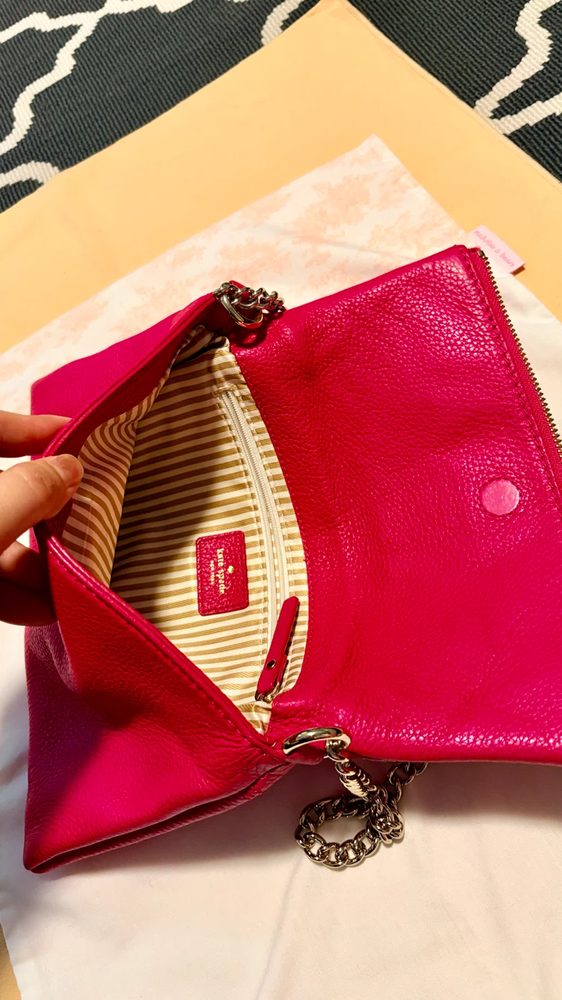 Kate Spade Dark Pink Leather Pouch / Clutch - photo 3