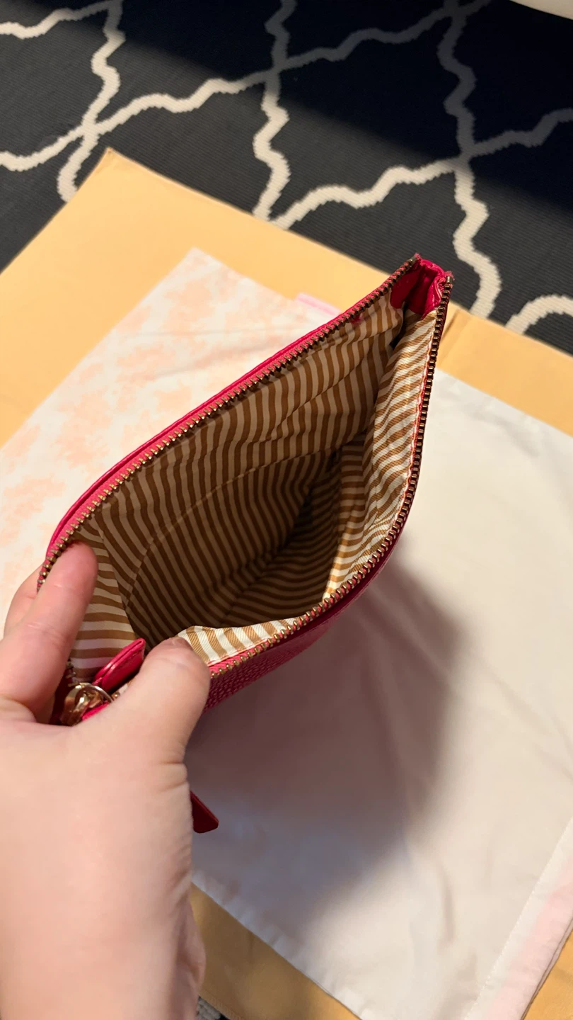 Kate Spade Dark Pink Leather Pouch / Clutch - photo 4