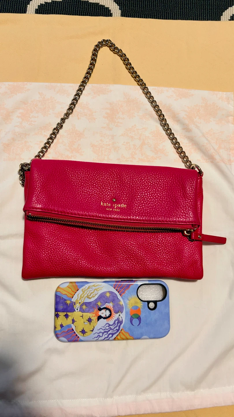 Kate Spade Dark Pink Leather Pouch / Clutch - photo 5