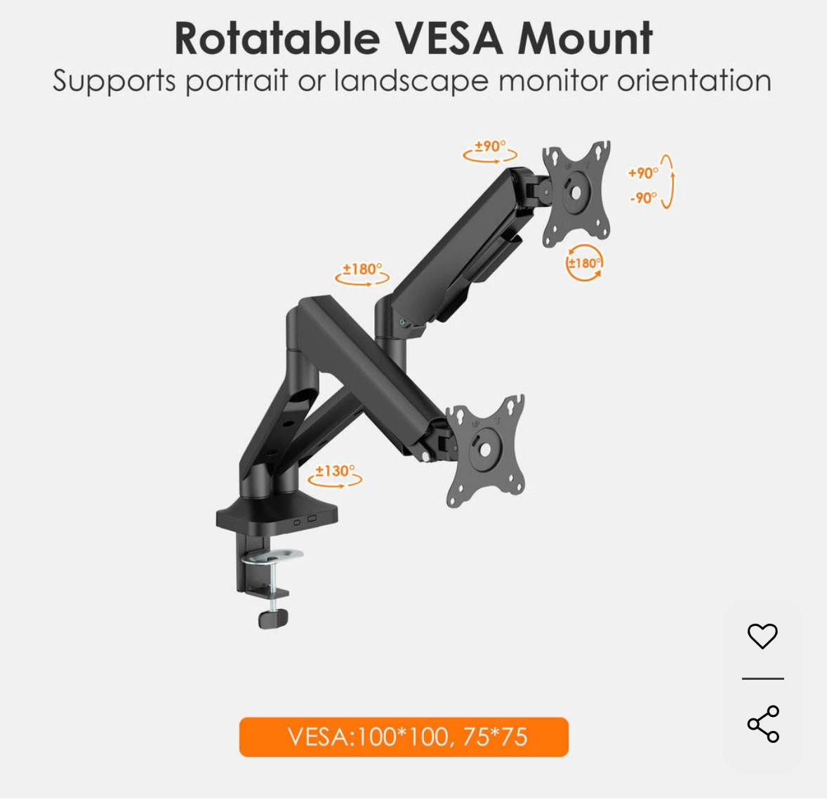 Dual Screen Gas Spring Desktop Mount - photo 5