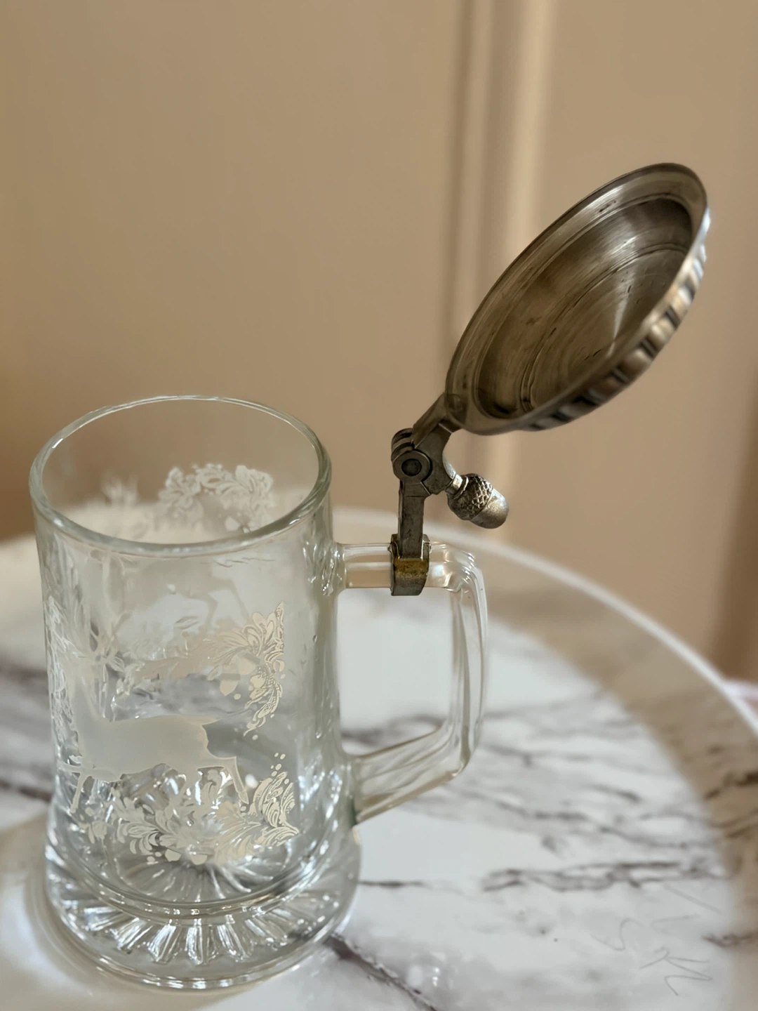 Glass Beer Stein with Pewter Lid - photo 2