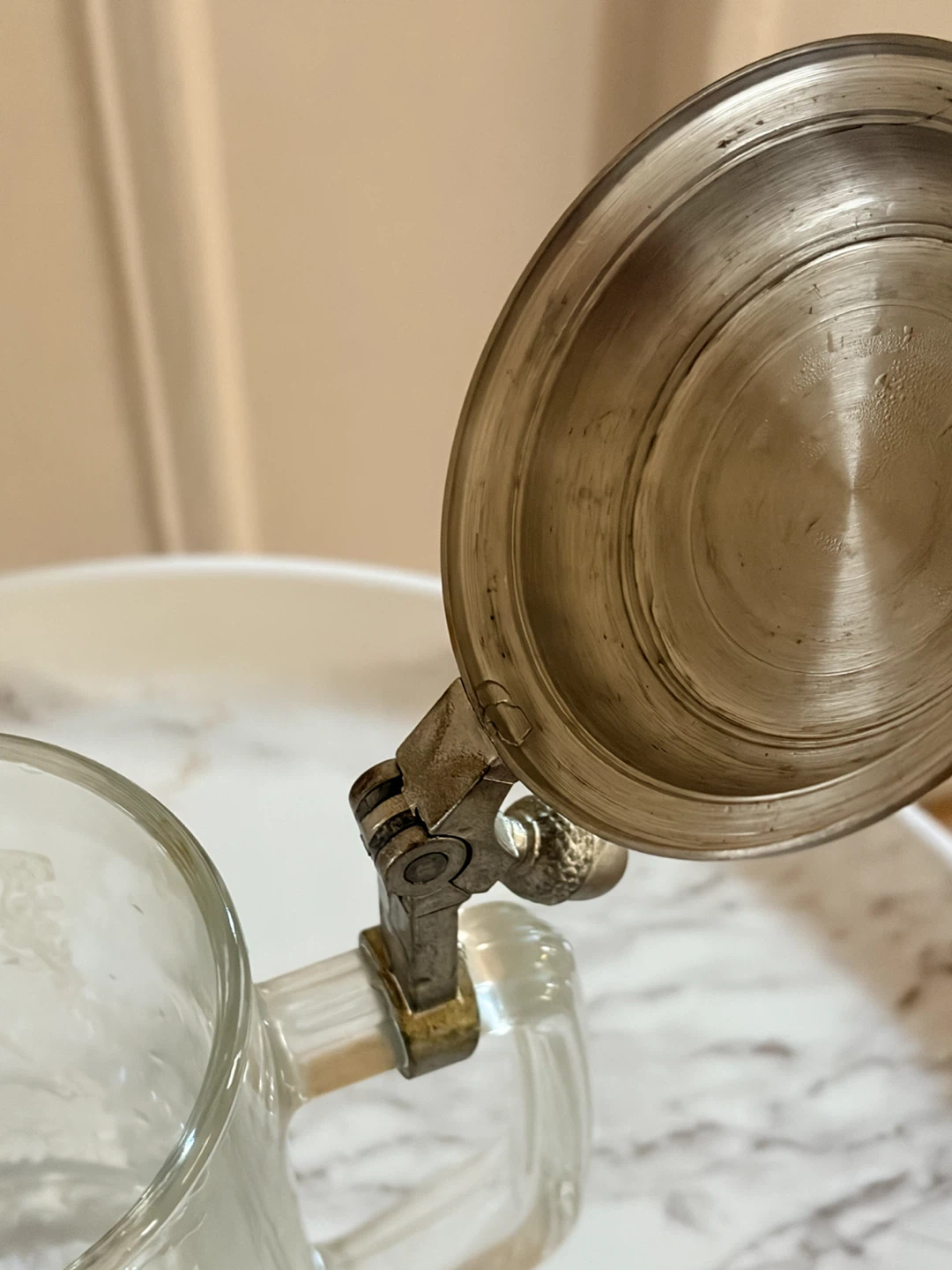 Glass Beer Stein with Pewter Lid - photo 3