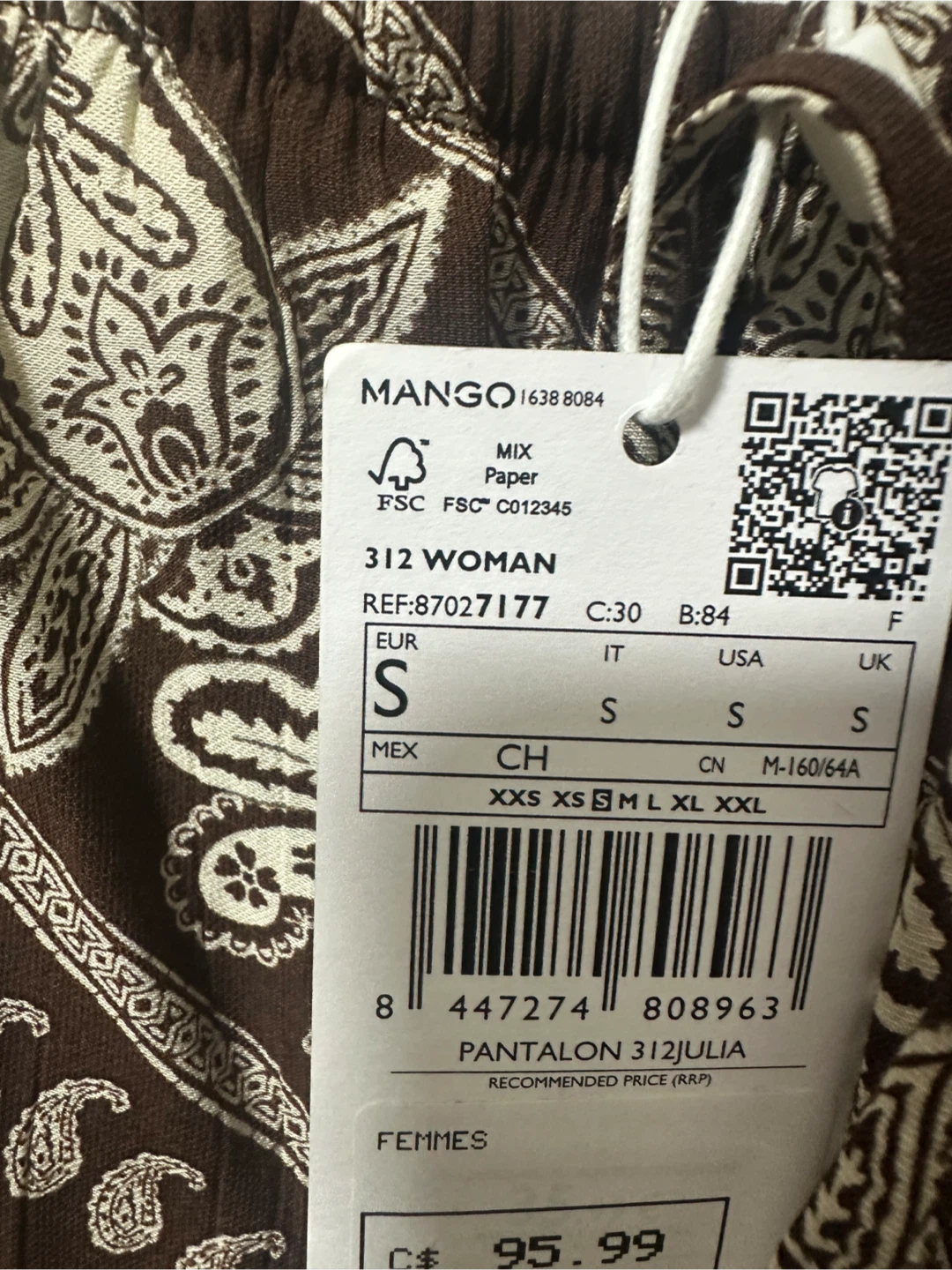 New Mango Women's Paisley Print Pants - Size S - photo 3