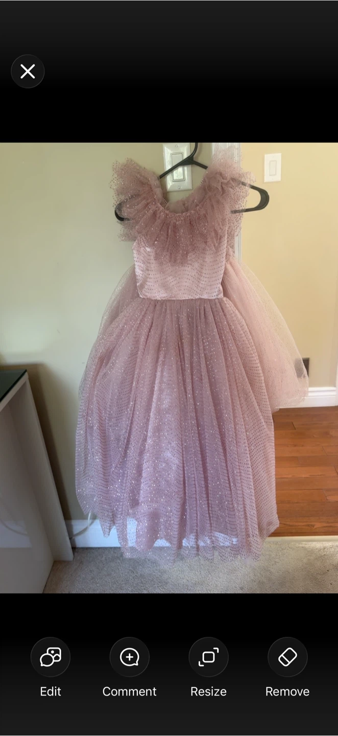 blush/dusty-rose pink glitter tulle dresses