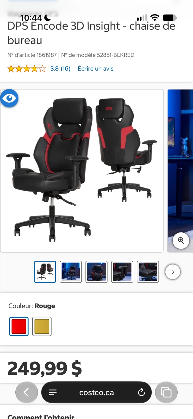 DPS Encode 3D Insight Gaming Chair - Black/Red - photo 2
