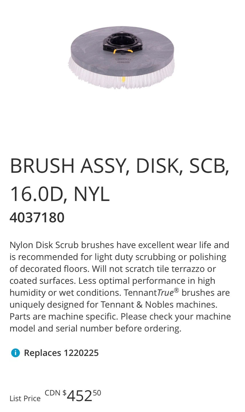 Tennant 16" Nylon Disk Scrub Brush Assy - photo 2
