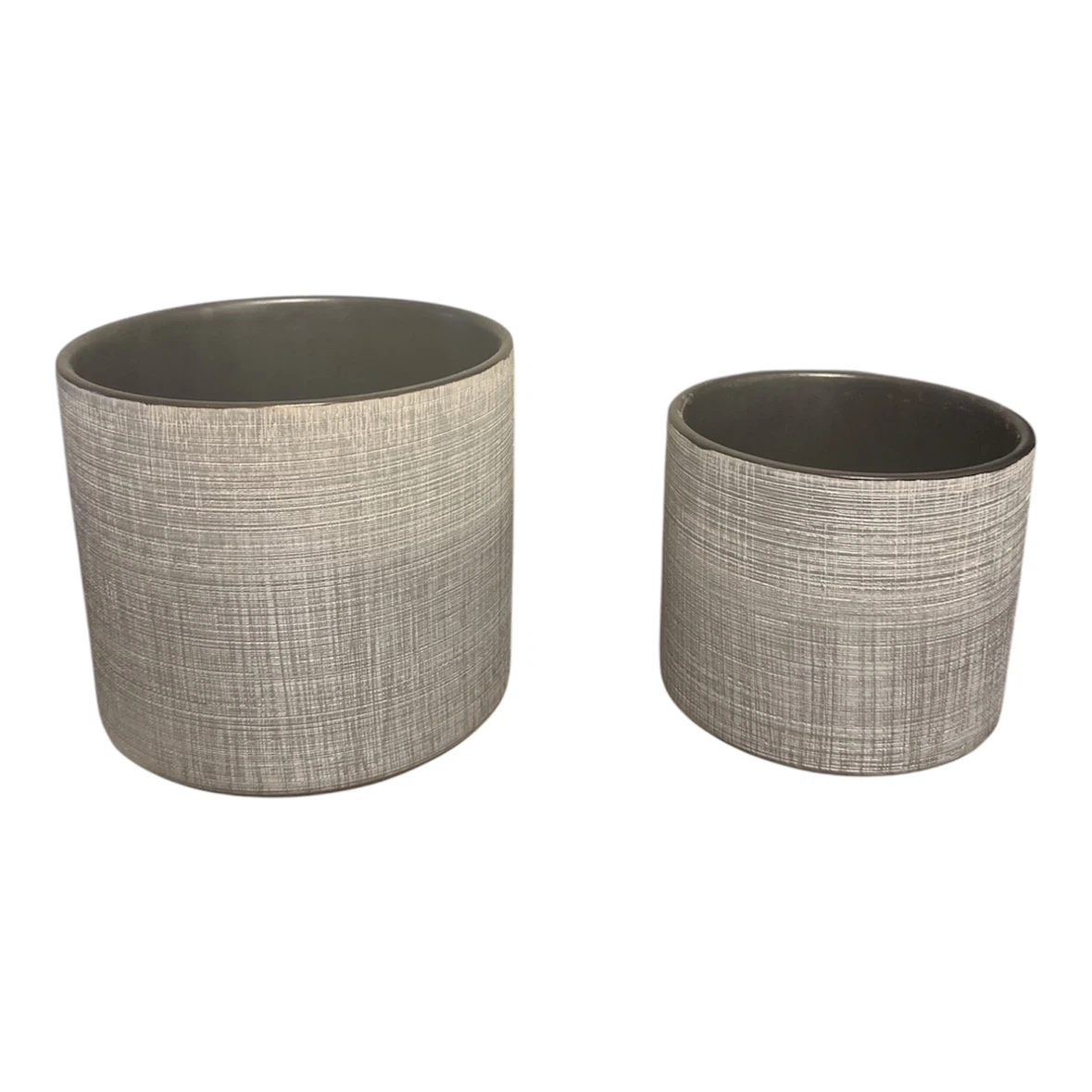 Set of 2 Grey Textured Planters