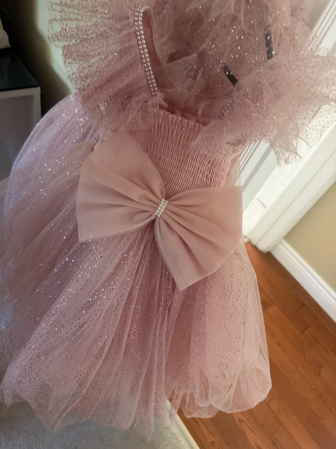 blush/dusty-rose pink glitter tulle dresses - photo 2