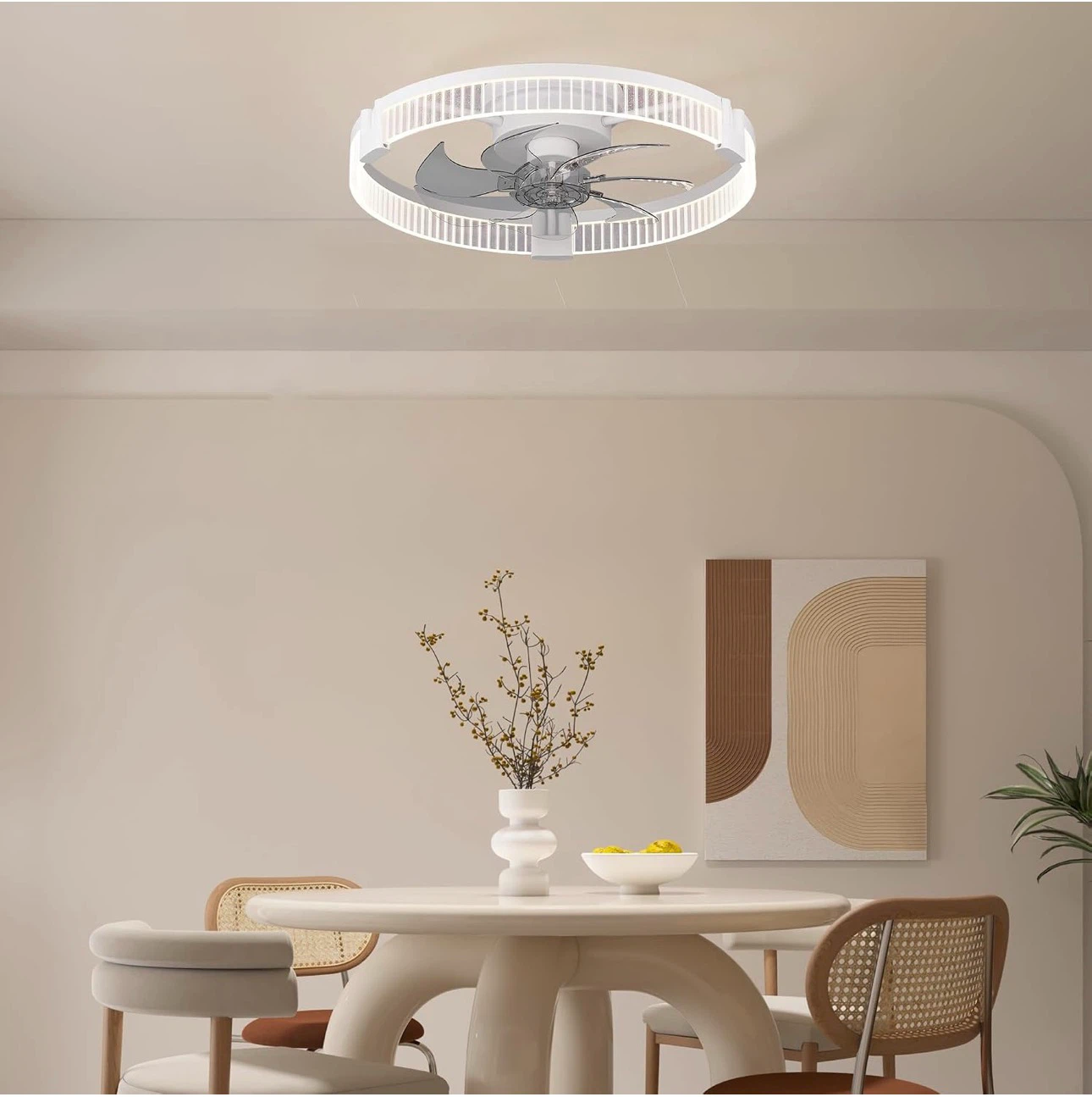 Crystal Like Design White Ceiling Fan with Light - photo 3