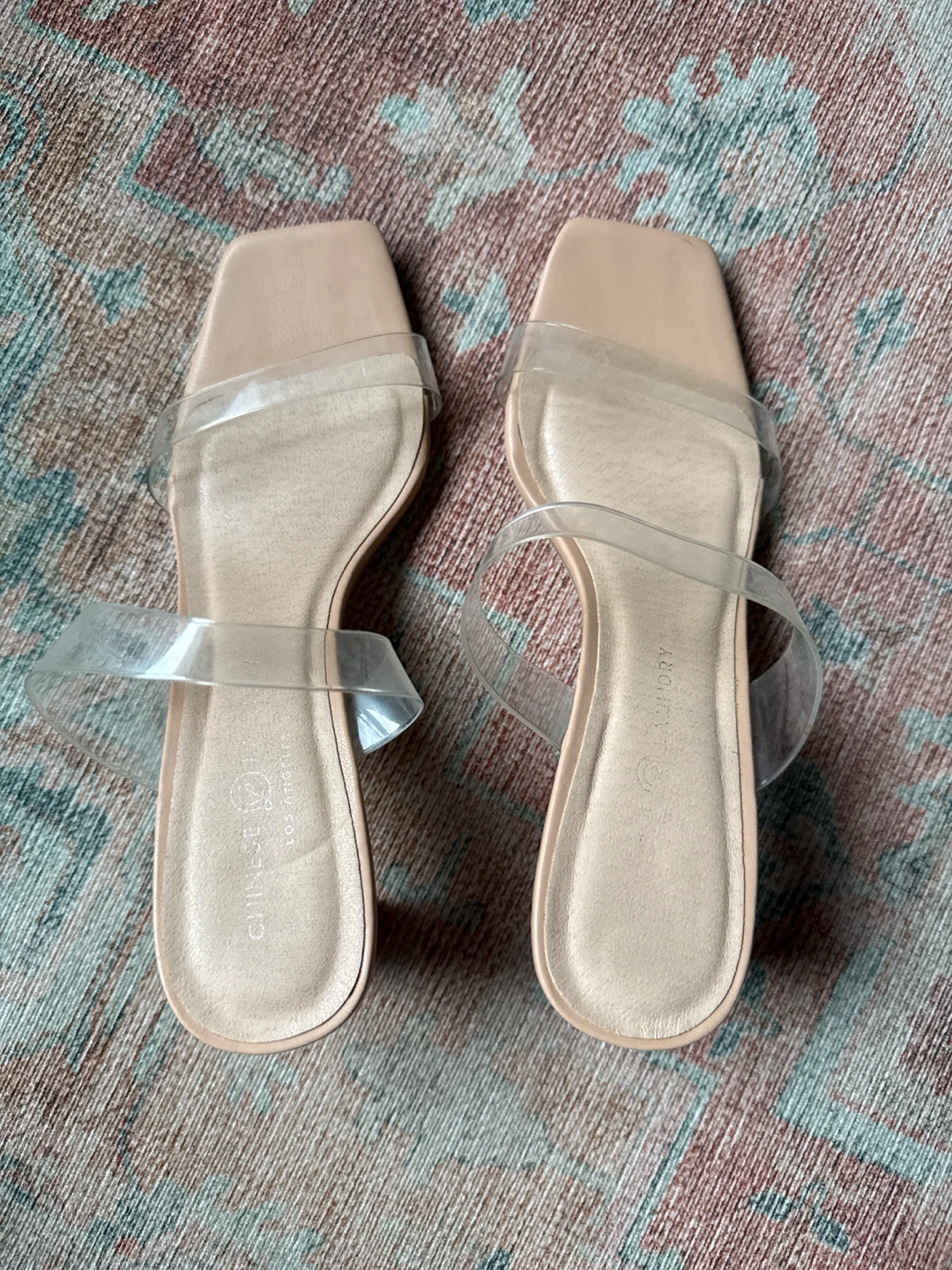 Chinese Laundry Clear Strap Block Heel Sandals