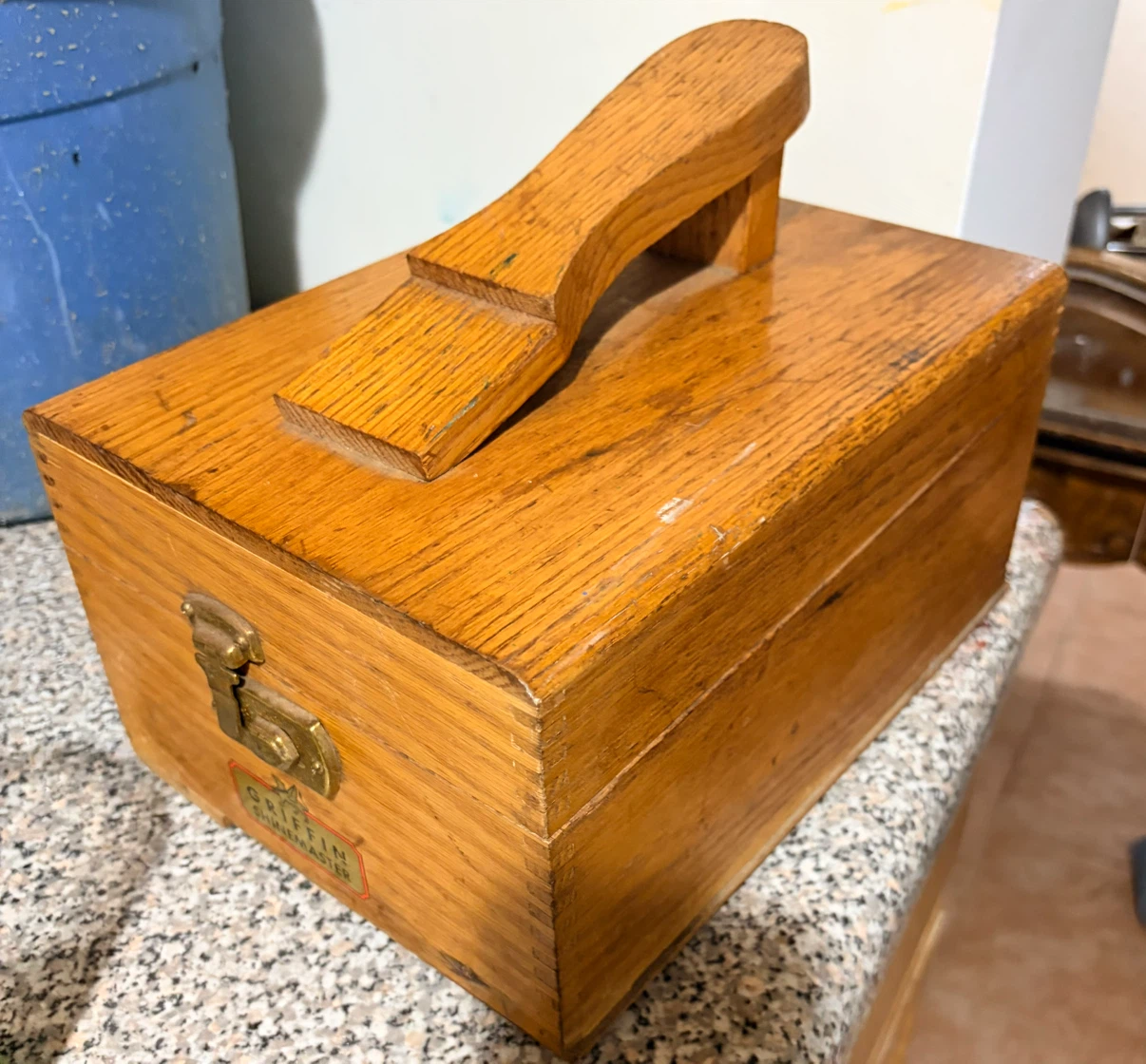 Griffin Shinemaster Wooden Shoe Shine Box with Brushes