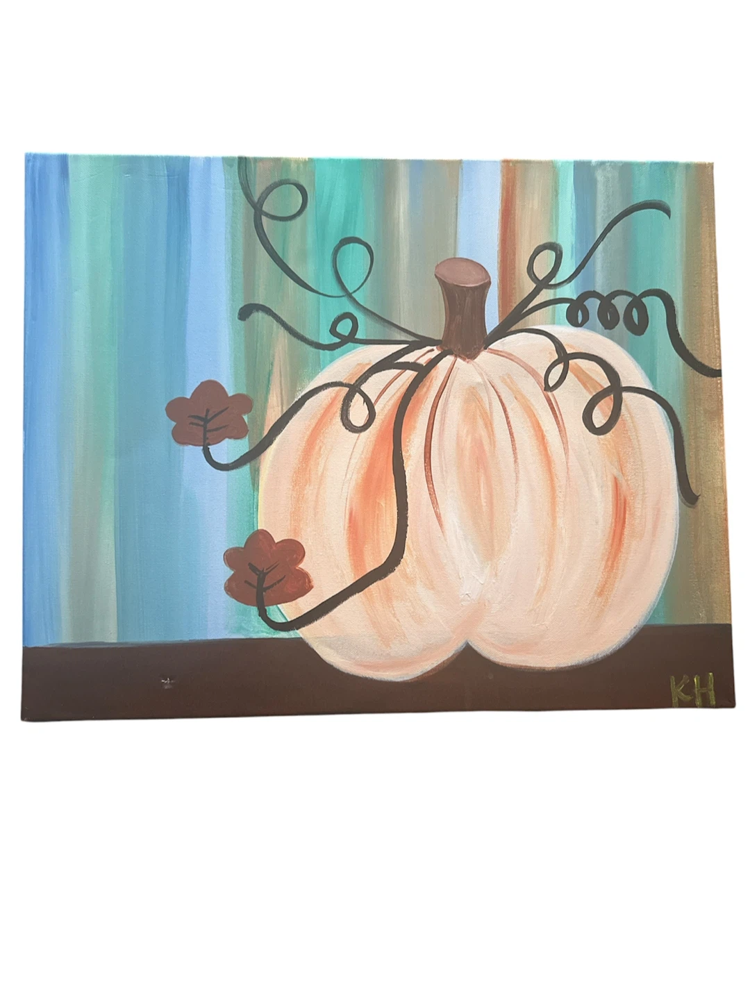 Hand-Painted Pumpkin Canvas Art