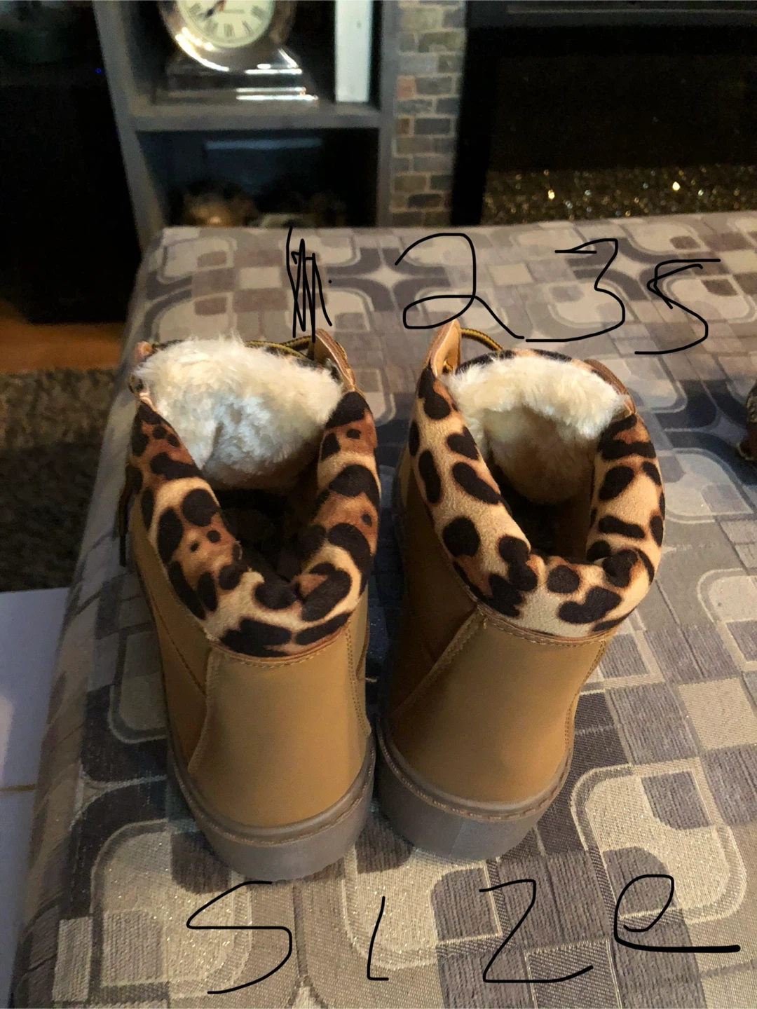 Brown Leopard Print Lined Lace-Up Boots - photo 5