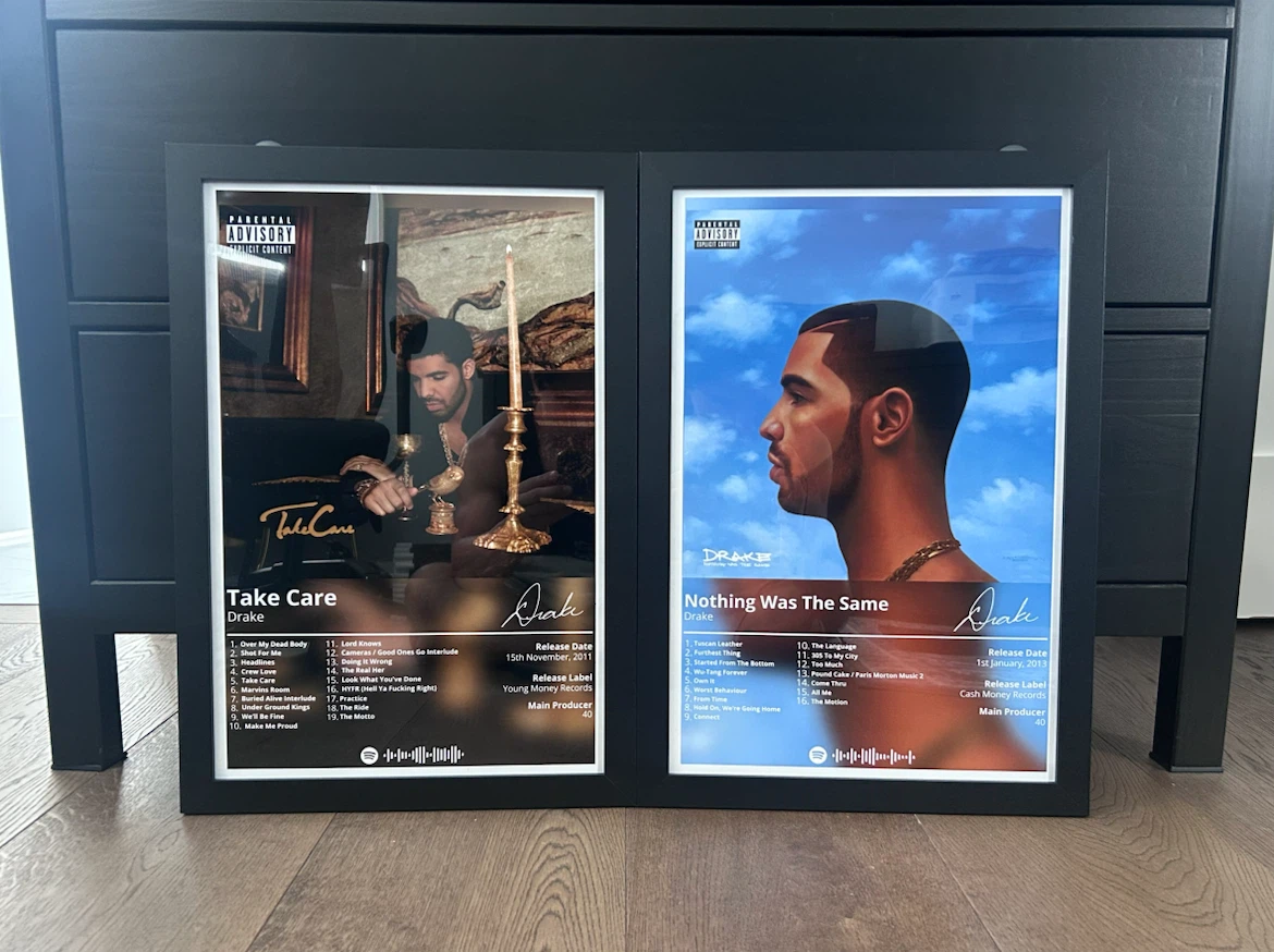 Framed Drake Album Posters