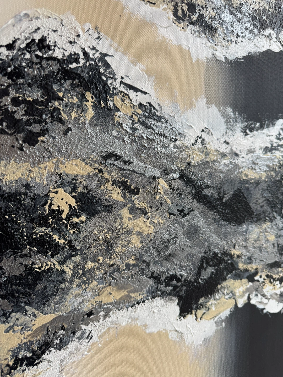 Original Textured Painting Black Cream - photo 2