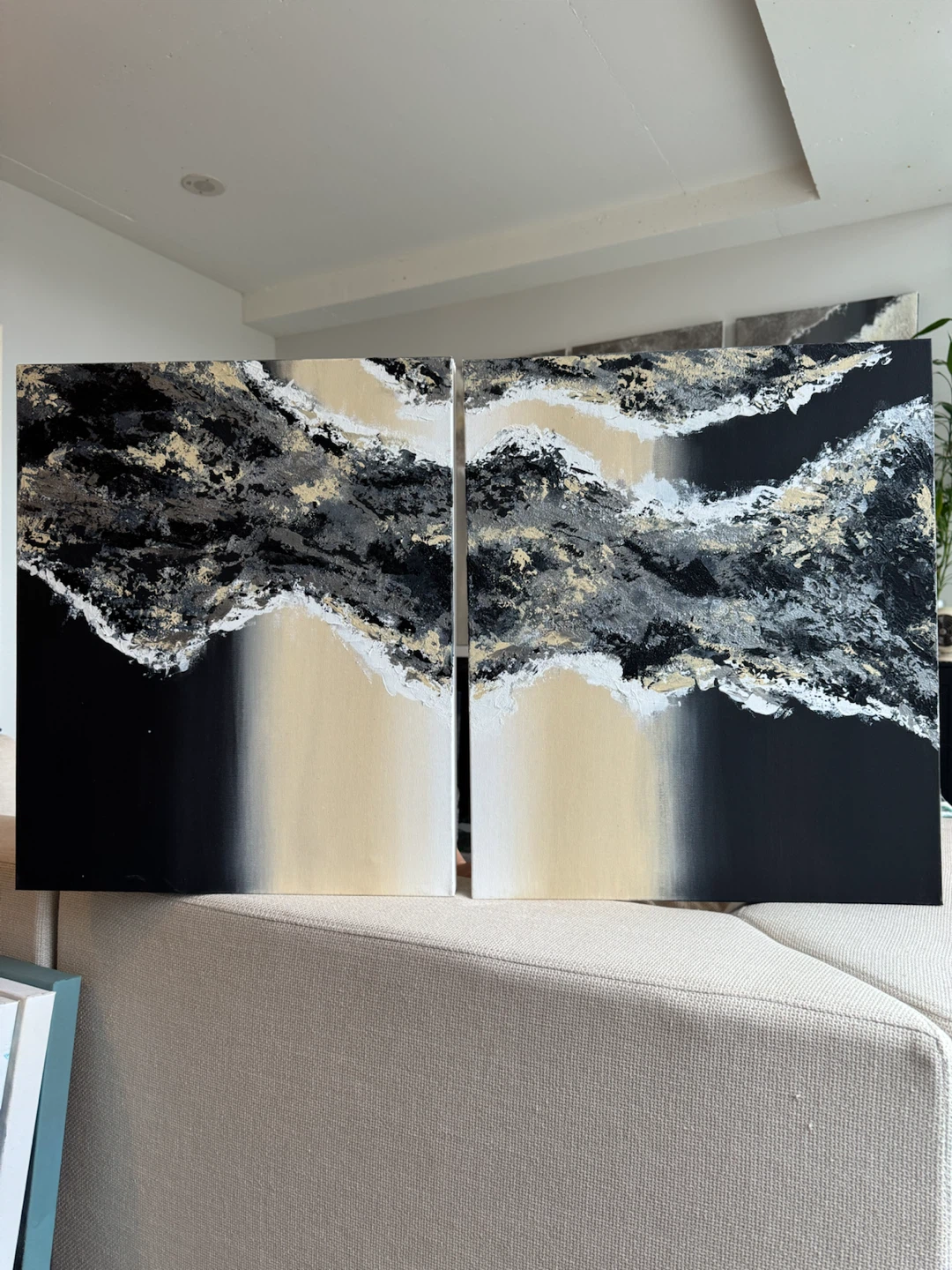 Original Textured Painting Black Cream - photo 3