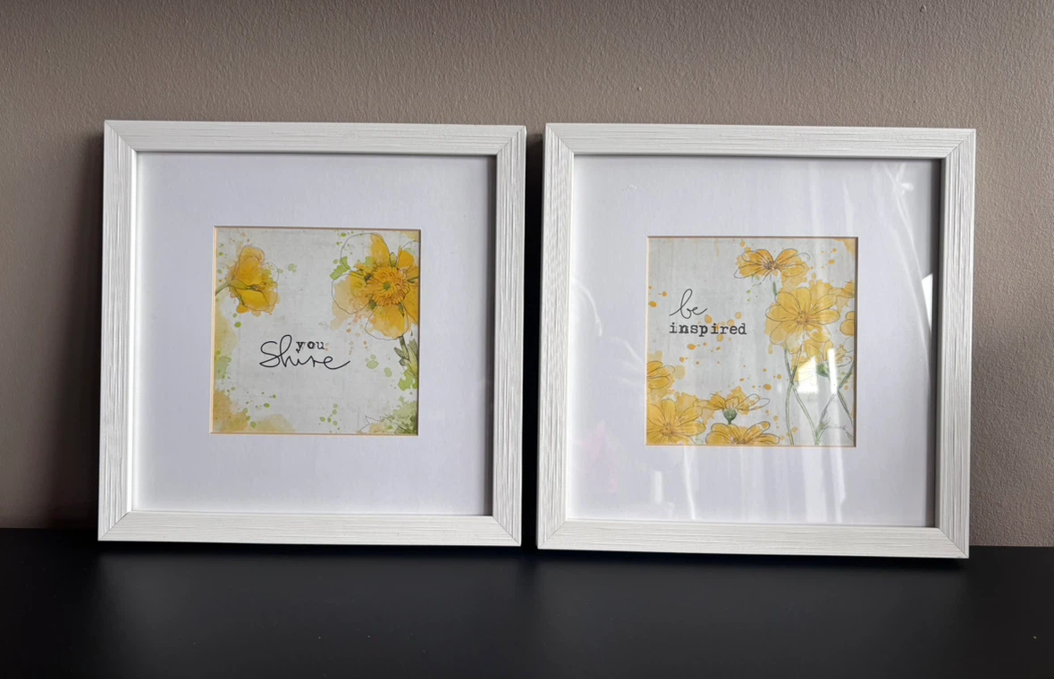 Set of 2 "You Shine" & "Be Inspired" Framed Prints