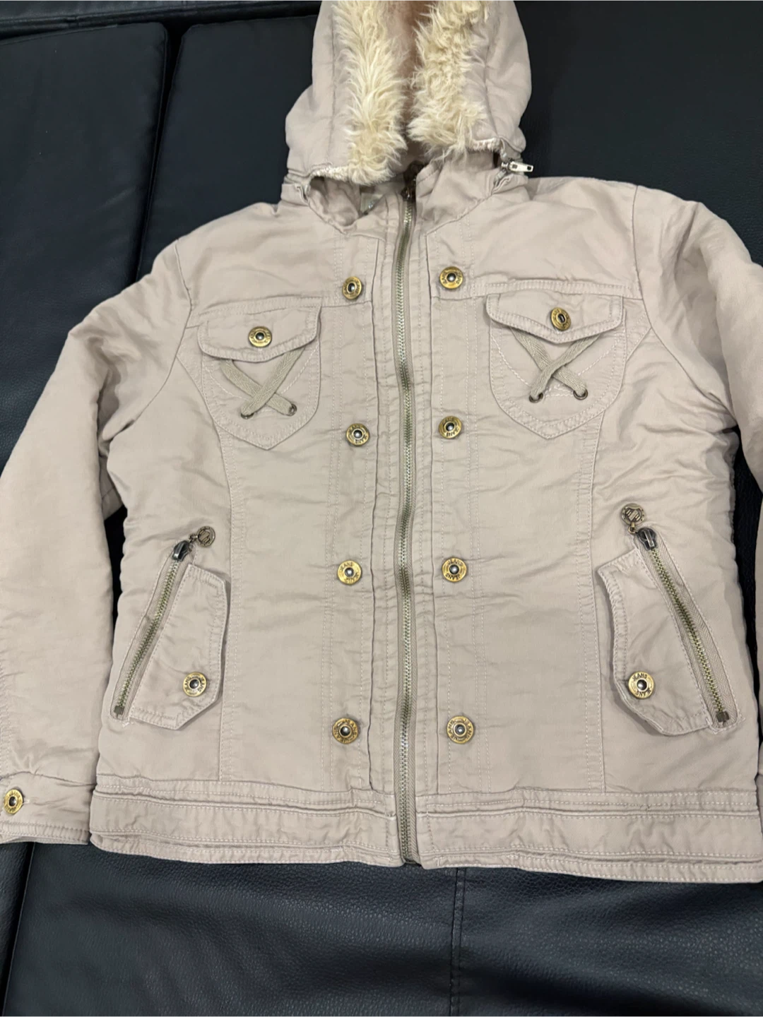 Girls XL Tan Sherpa Lined Hooded Jacket - photo 3