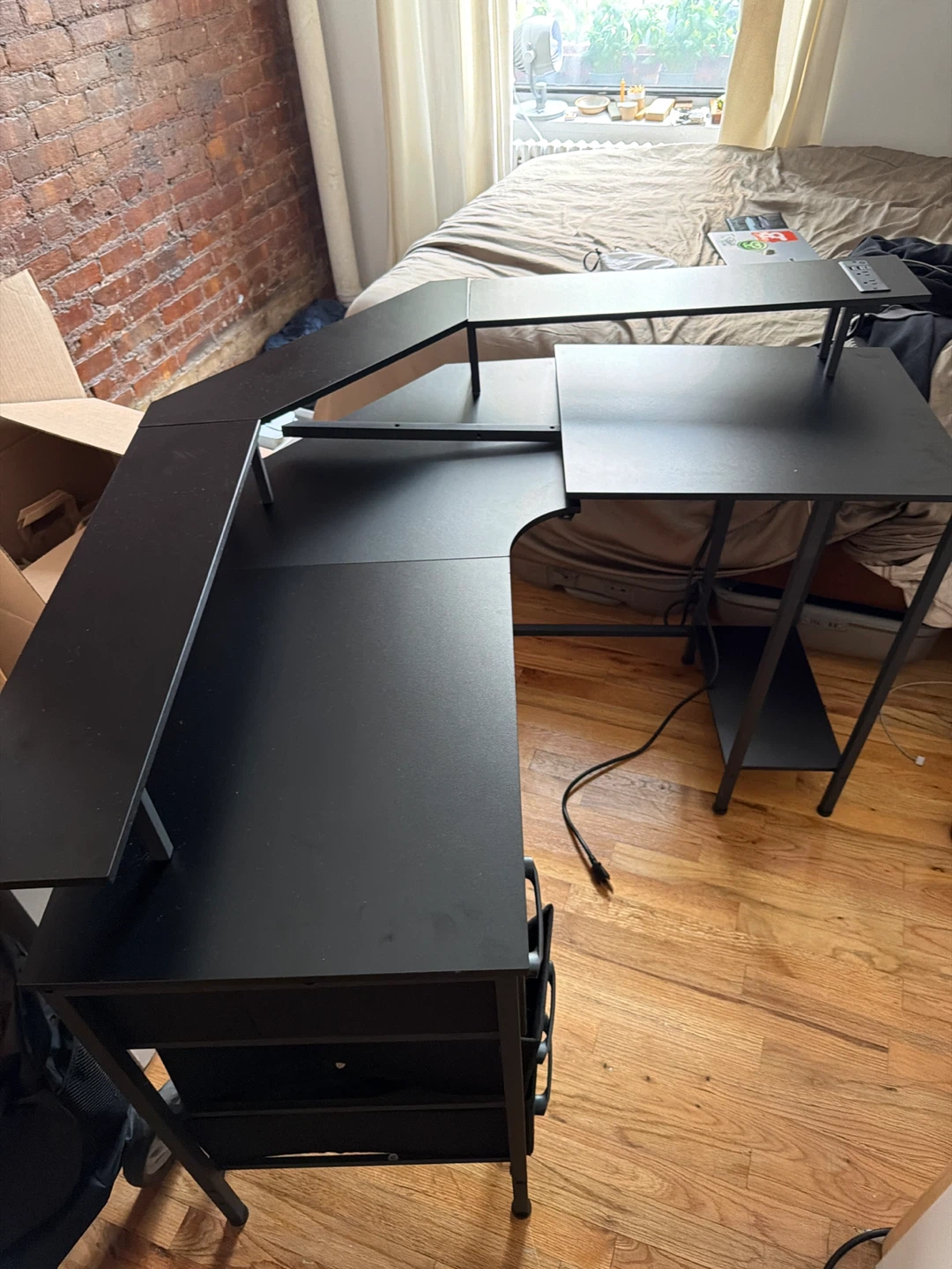 Black L-Shaped Computer Desk