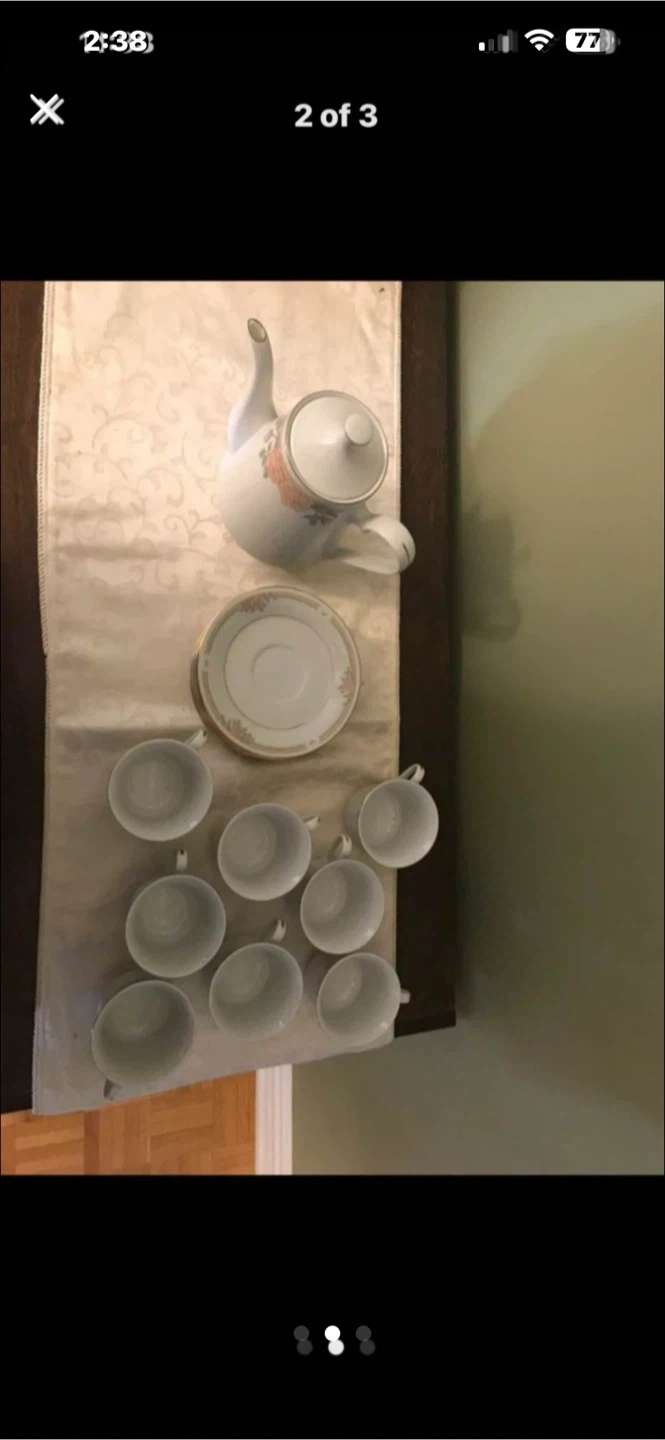 Vintage Teapot and Cup Set with Saucers