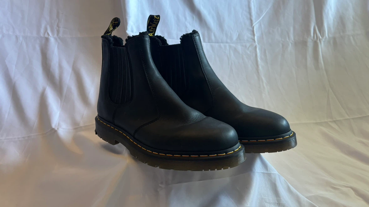 Dr. Martens AirWair Black Leather Fur Lined Chelsea Boots
