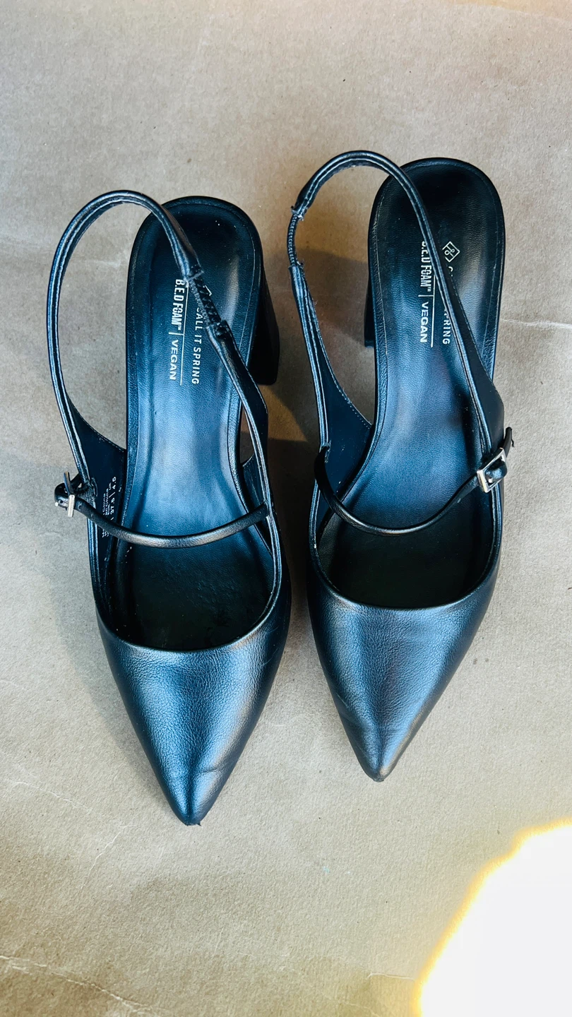 Call It Spring Black Vegan Slingback Heels