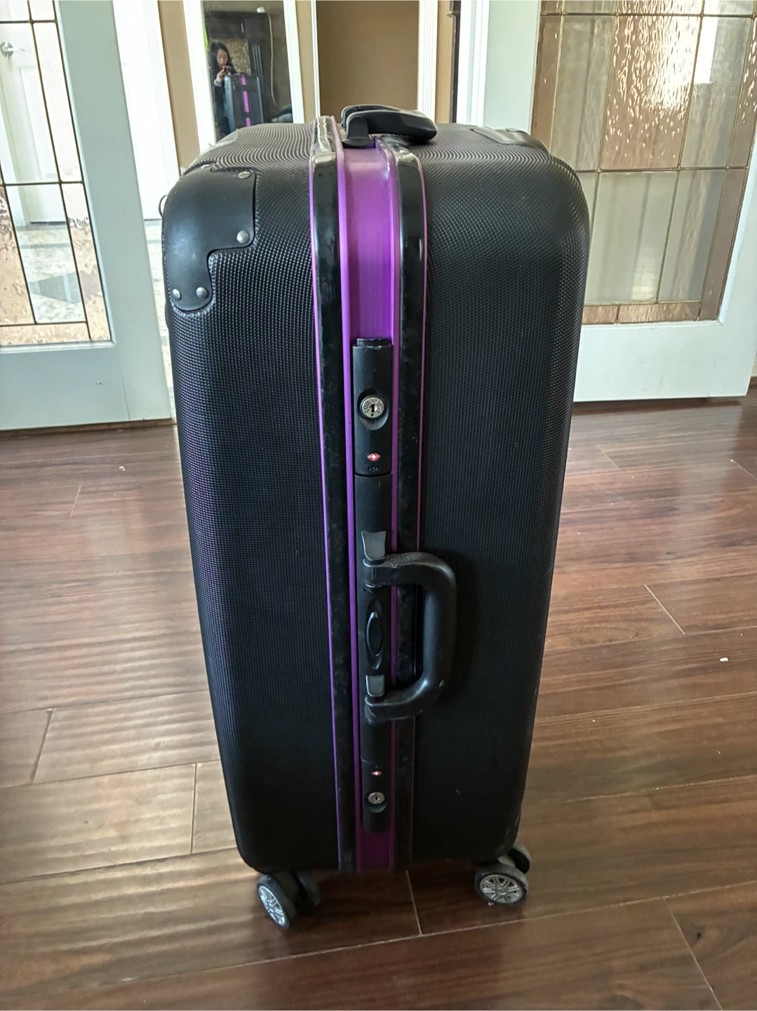 Purple and Black Hardside Spinner Suitcase