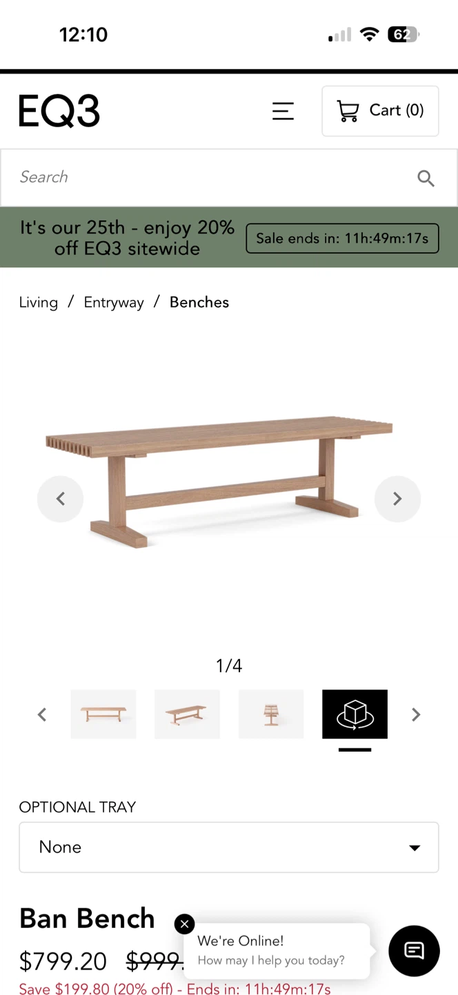 EQ3 Wooden Slat Coffee Table/ Entry Bench - photo 2