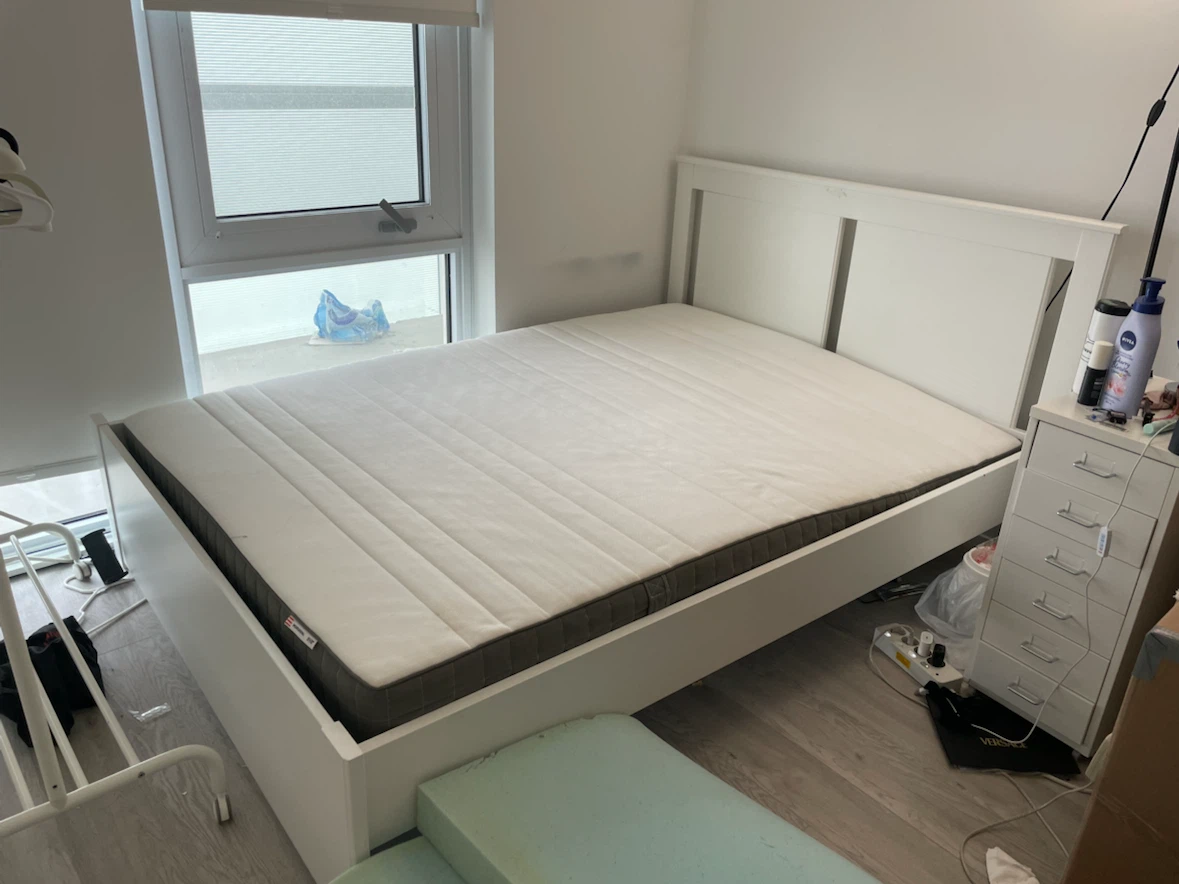 White Bed Frame with Mattress