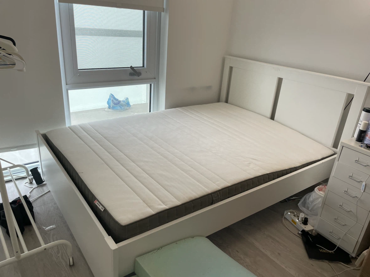 White Bed Frame with Mattress - photo 2