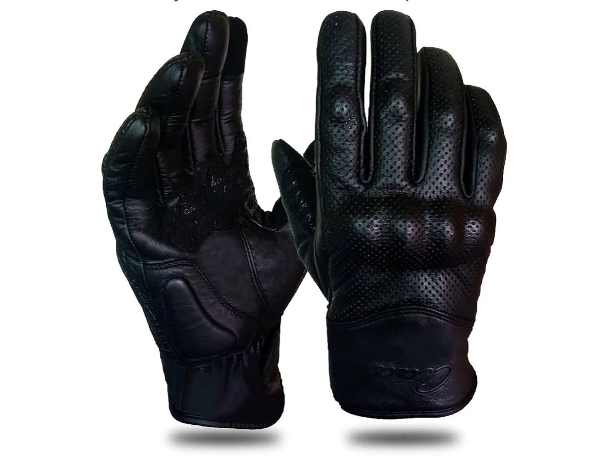 Perforated Leather Motorcycle Gloves (Medium) - photo 2