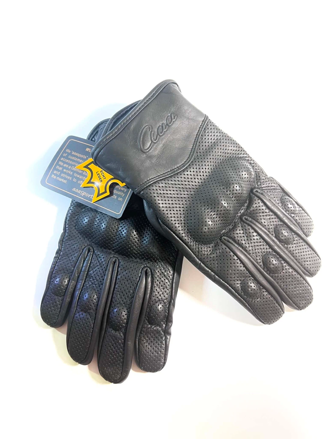 Perforated Leather Motorcycle Gloves (Medium) - photo 5