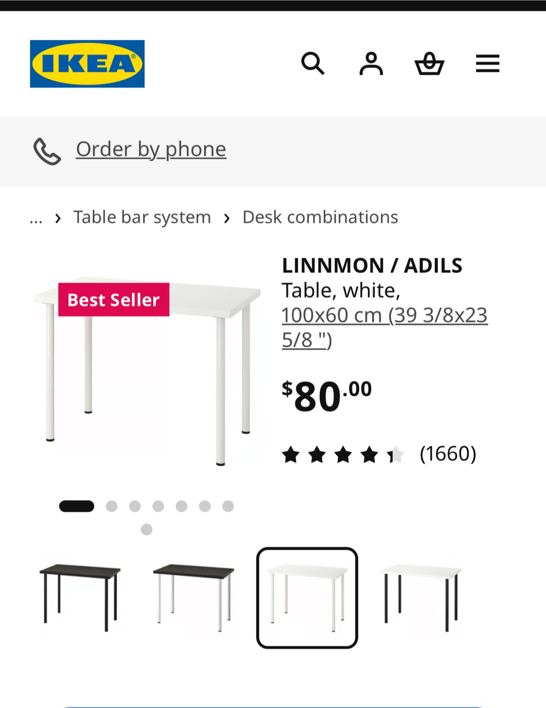 IKEA LINNMON / ADILS Table White 100x60 cm