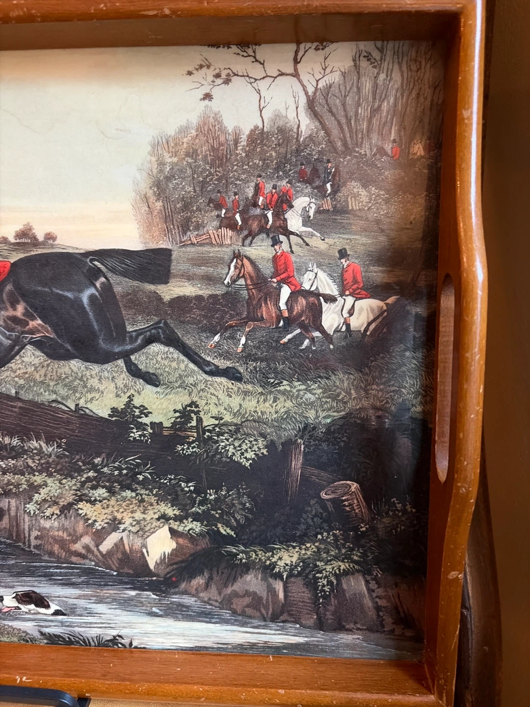 Beautiful Vintage Fox Hunting Scene Serving Tray - photo 4