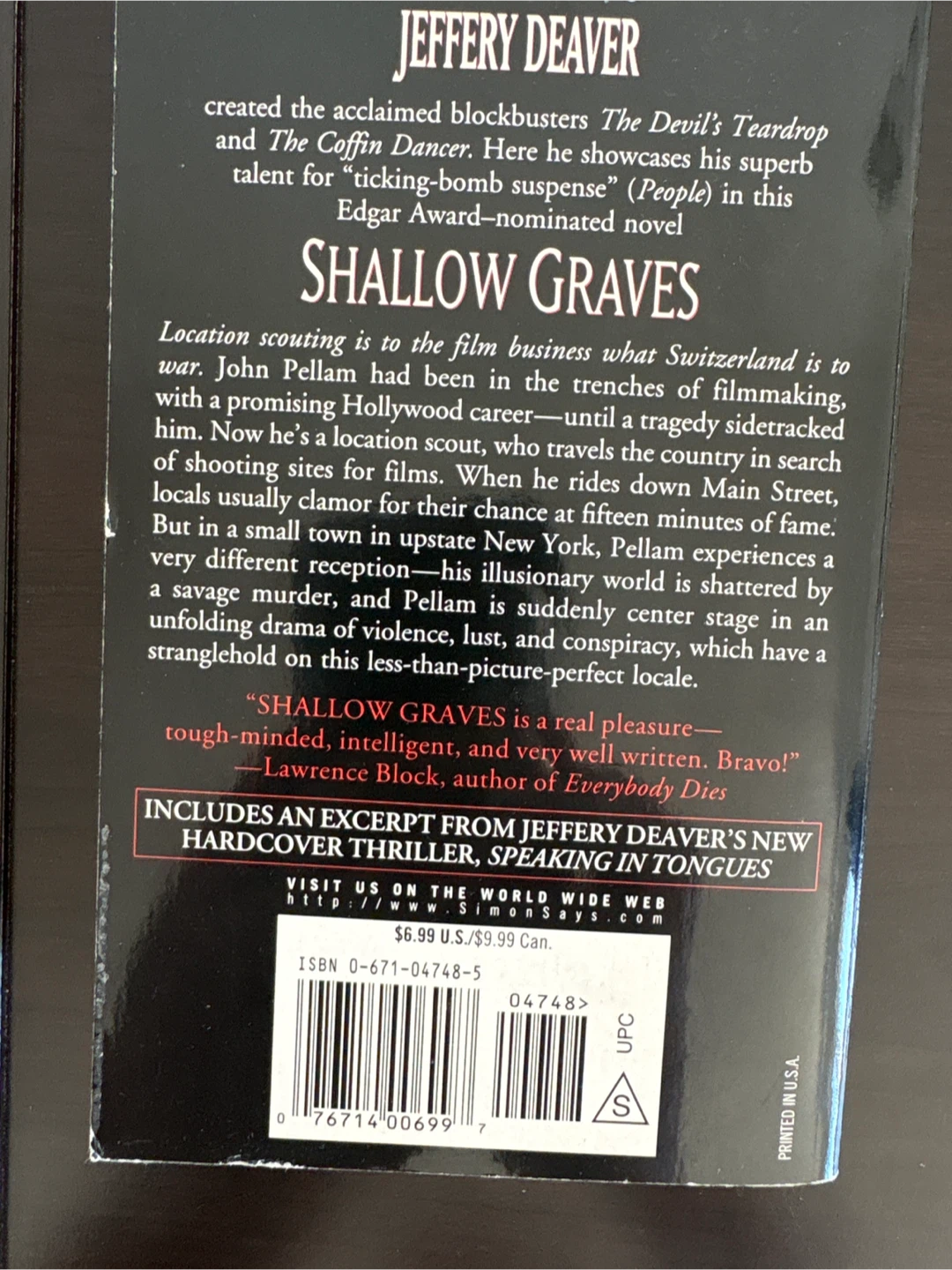Shallow Graves by Jeffery Deaver - Thriller Novel - photo 2