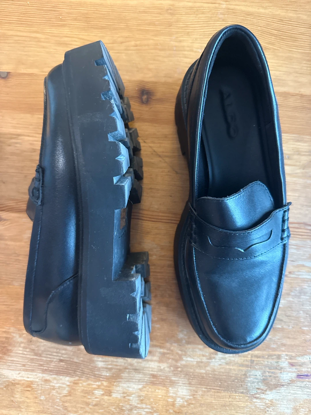 ALDO Black Leather Platform Loafers - photo 4