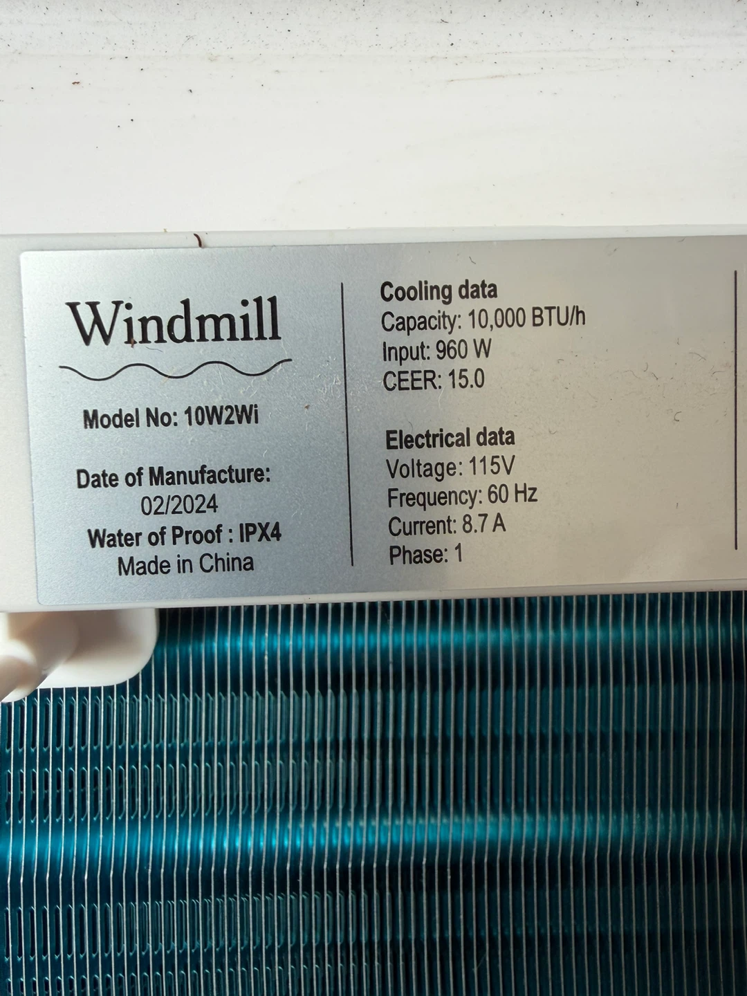Windmill 10W2Wi Air Conditioner 10,000 BTU Like New - photo 3