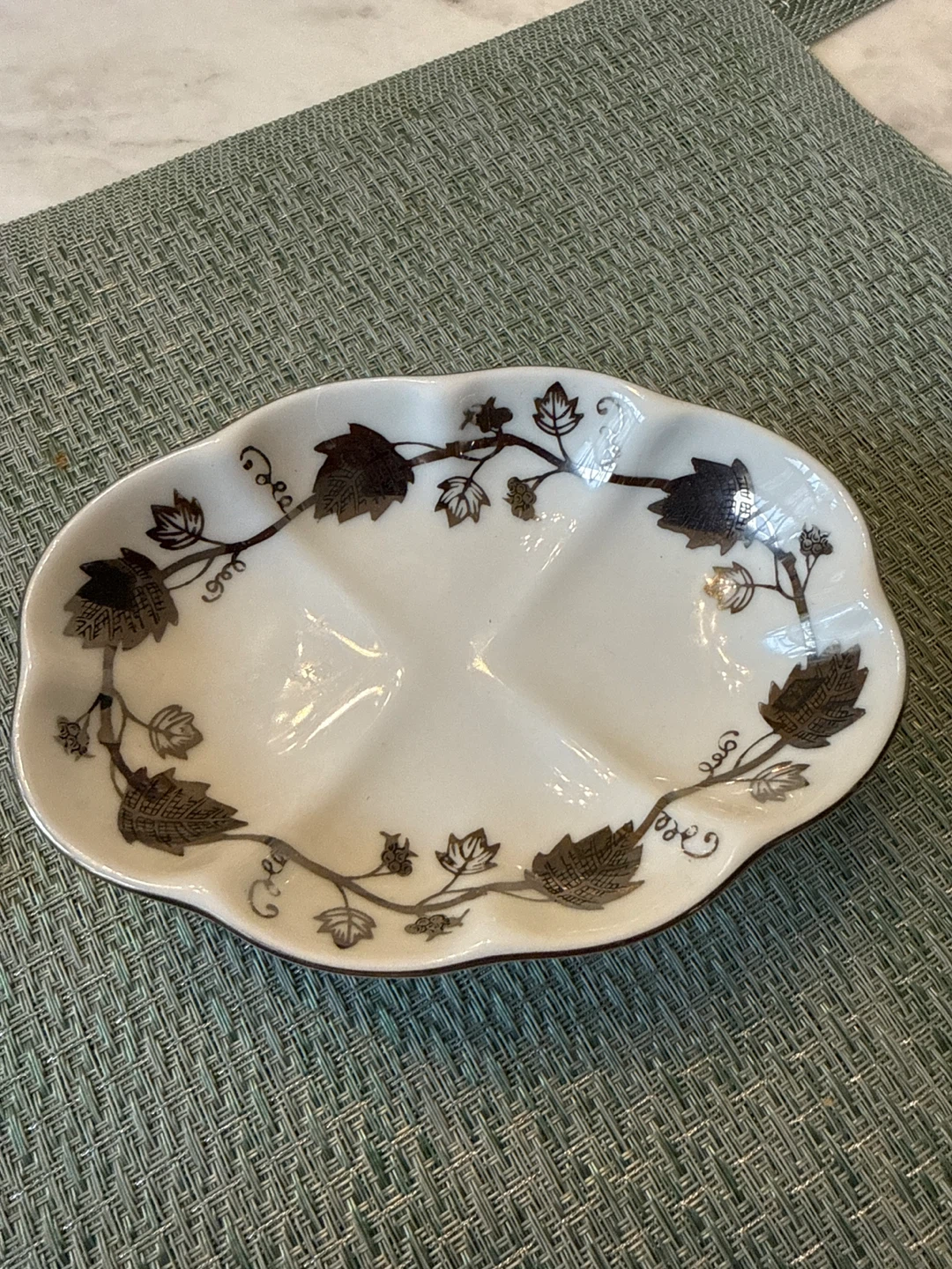 Vintage Divided Serving Dish with Ornate Base - photo 2