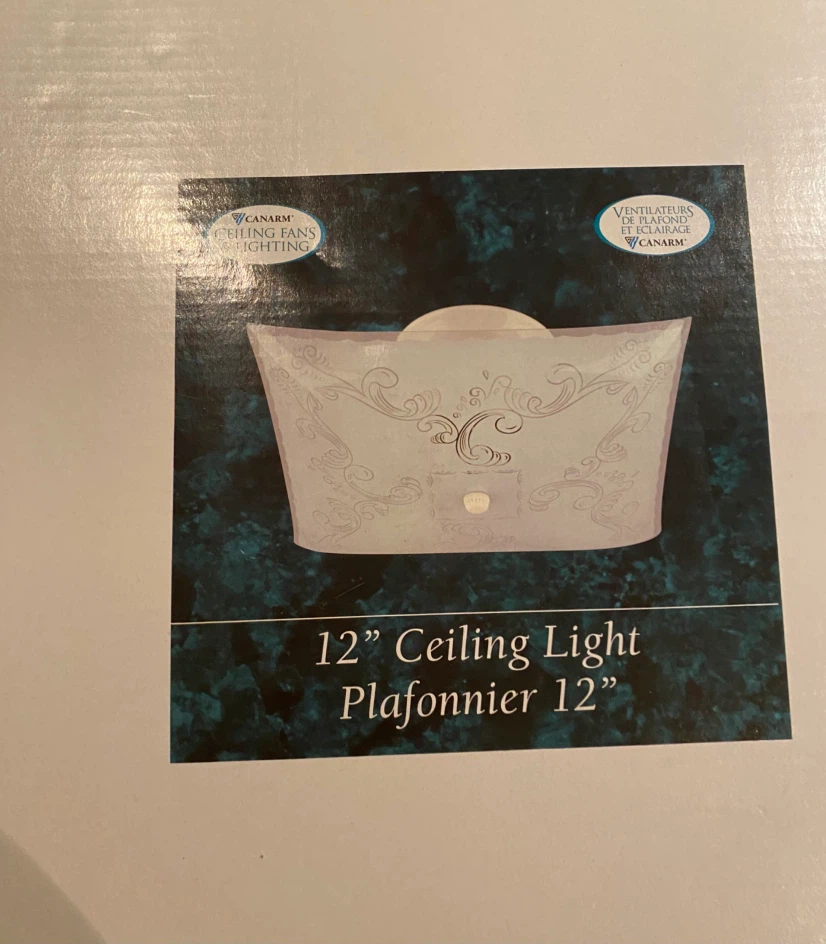 Canarm 12" Ceiling Light White Etched Glass