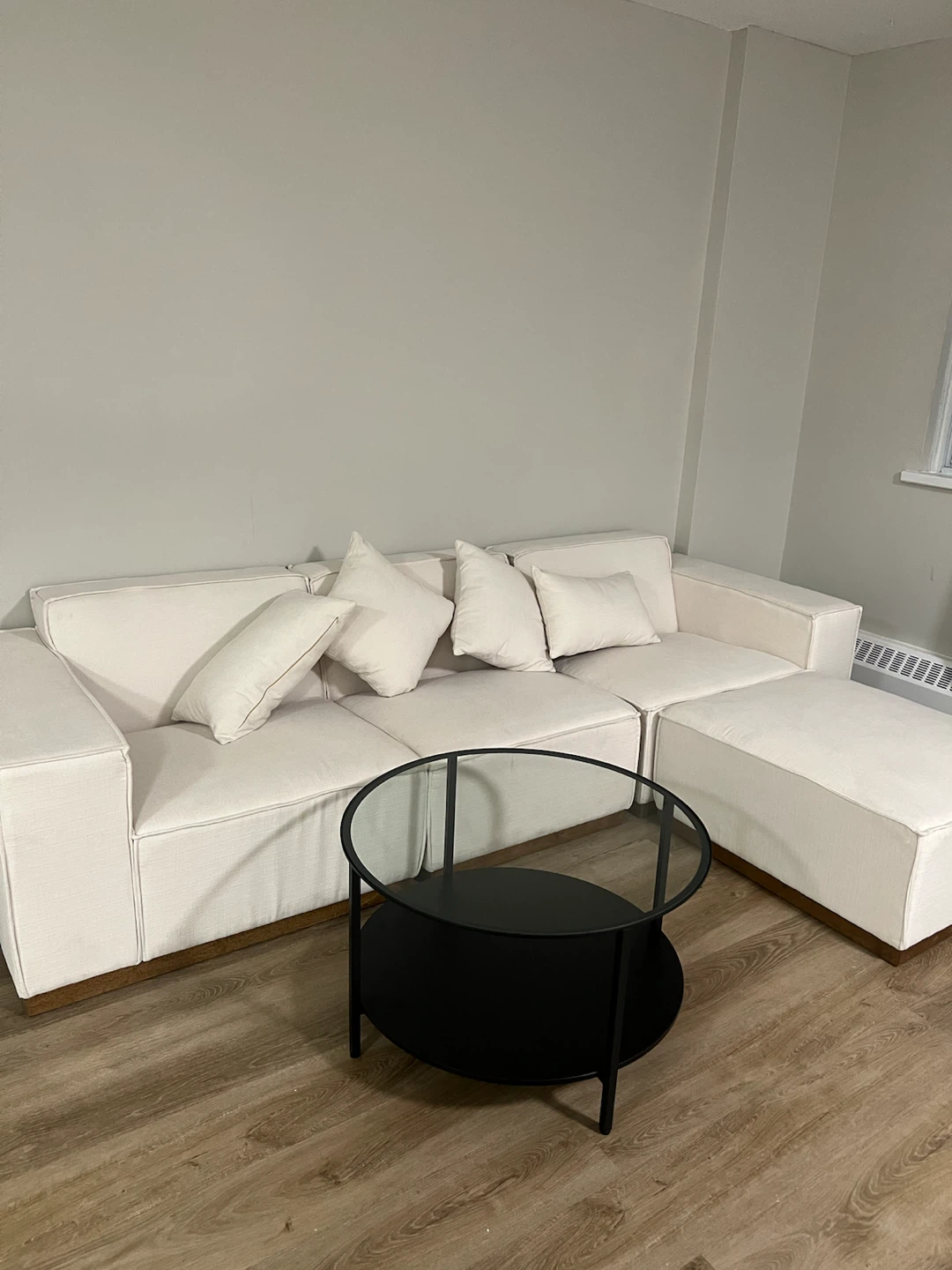 White Sectional Sofa with Ottoman