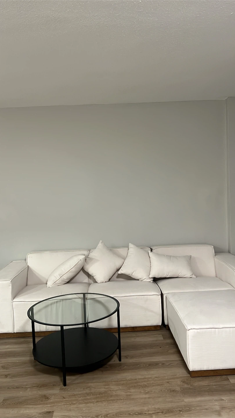 White Sectional Sofa with Ottoman - photo 2