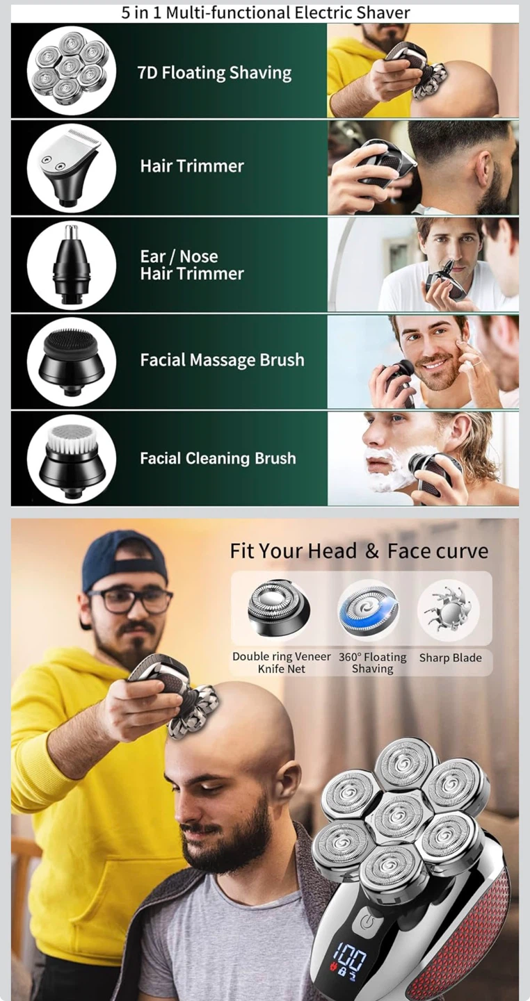 CHLANT 7D Floating Electric Head Shaver for Men - photo 2