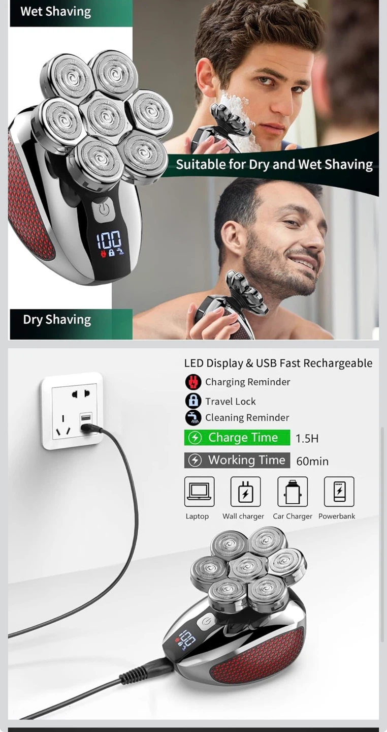 CHLANT 7D Floating Electric Head Shaver for Men - photo 3