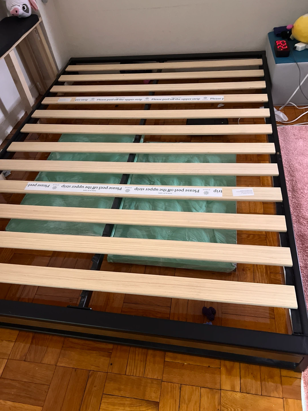 Metal Bed Frame with Wooden Slats