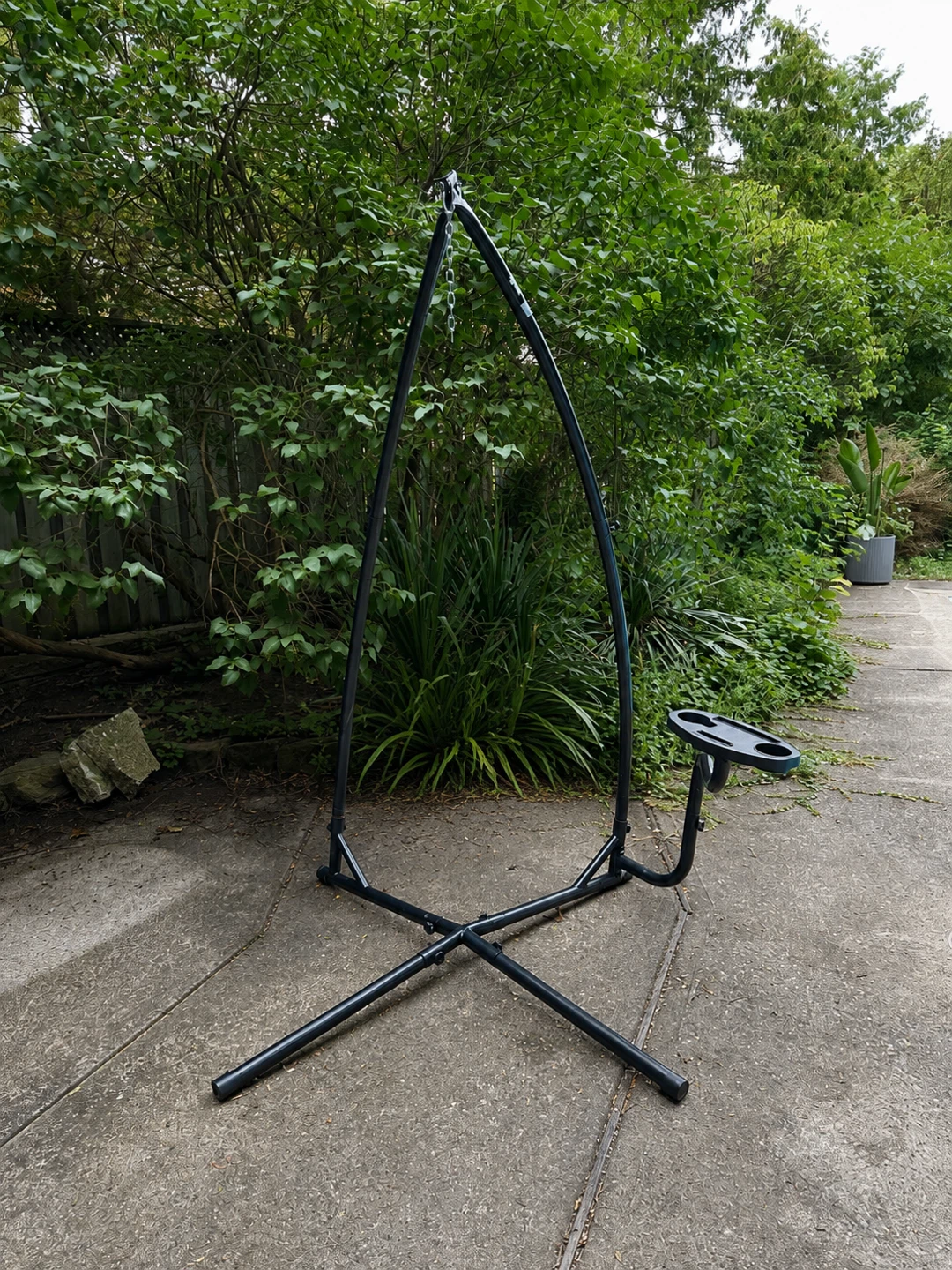 Black Metal Chair Stand with Tray